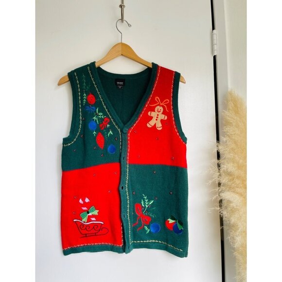 Holiday Editions Xmas Knit Vest/Sweater Sz M - Picture 1 of 4